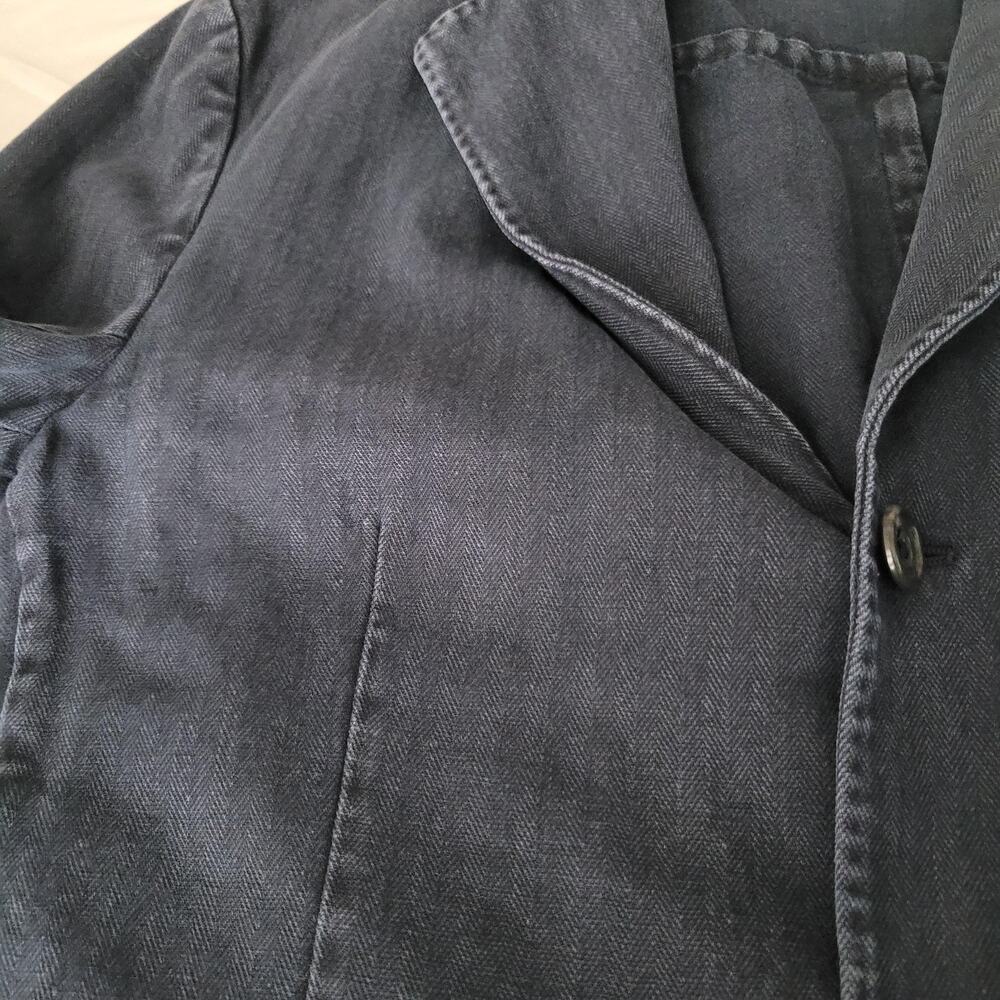 Gian Luca Napoli Blazer Mens 42 Long Blue Gray Herringbone Twill Unstructured - Picture 10 of 16